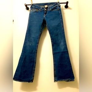 *VINTAGE* TRUE RELIGION LOW RISE FLARES 98% DENIM MADE IN THE U. S. A. SZ. 29